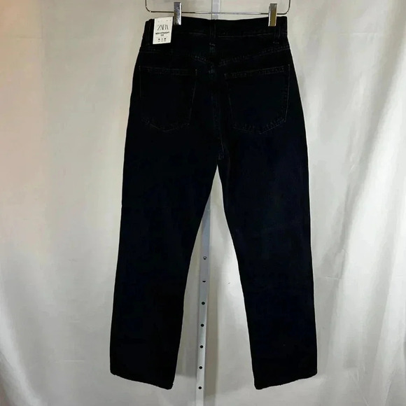 Zara Straight Fit Size 4 Button Fly Jeans Black Women Casual Business - Picture 2 of 8